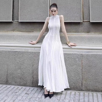 2025 Round-Necked Long-Sleeved Umbrella Dress Inside Lace Dress